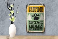 Blechschild Retro 12x18cm Caution dangerous animals