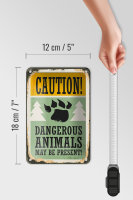 Blechschild Retro 12x18cm Caution dangerous animals