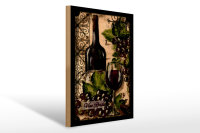Holzschild Kunst 30x40cm Stillleben Vino Rosso Rotwein