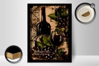 Holzschild Kunst 30x40cm Stillleben Vino Rosso Rotwein