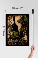 Holzschild Kunst 30x40cm Stillleben Vino Rosso Rotwein