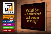 Holzschild Spruch 40x30cm wer hat das Geld erfunden und