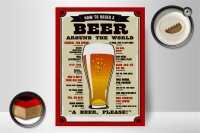Holzschild Bier 30x40cm Beer around the world beer please