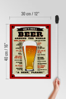 Holzschild Bier 30x40cm Beer around the world beer please