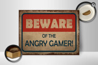 Holzschild Hinweis 40x30cm beware of the angry gamer