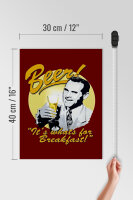 Holzschild Bier 30x40cm Beer it´s whats for Breakfast