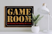 Holzschild Spruch 40x30cm Game room no cheating no fighting