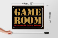 Holzschild Spruch 40x30cm Game room no cheating no fighting