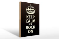Holzschild Spruch 30x40cm Keep Calm and rock on Geschenk