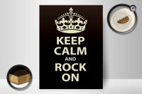 Holzschild Spruch 30x40cm Keep Calm and rock on Geschenk