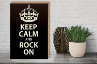 Holzschild Spruch 30x40cm Keep Calm and rock on Geschenk