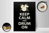 Holzschild Spruch 30x40cm Keep calm and drum on Geschenk