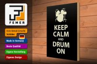 Holzschild Spruch 30x40cm Keep calm and drum on Geschenk