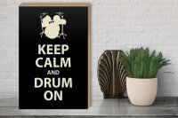 Holzschild Spruch 30x40cm Keep calm and drum on Geschenk