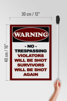 Holzschild Hinweis 30x40cm Warning no trespassing