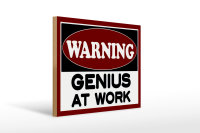 Holzschild Hinweis 40x30cm Warning Genius at work