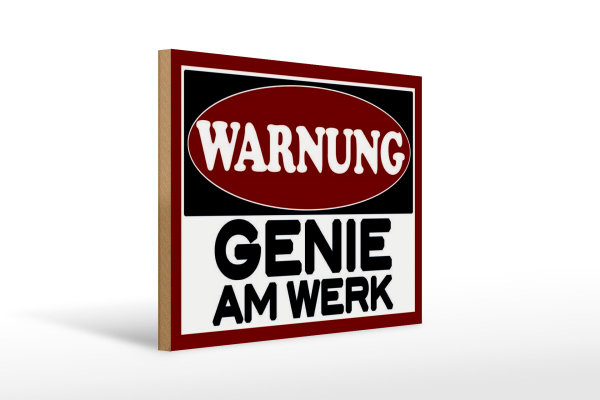Holzschild Hinweis 40x30cm Warnung Genie am Werk