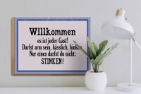 Holzschild Spruch 40x30cm Willkommen es ist jeder Gast