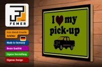 Holzschild Auto 40x30cm i love my pick-up Geländewagen