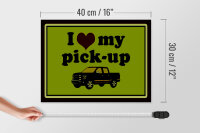 Holzschild Auto 40x30cm i love my pick-up Geländewagen