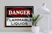 Holzschild Hinweis 40x30cm Danger flammable liquids