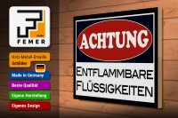 Holzschild Hinweis 40x30cm Achtung entflammbare Flüssigkeiten