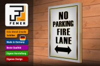 Holzschild Hinweis 30x40cm No Parking fire lane left right