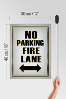 Holzschild Hinweis 30x40cm No Parking fire lane left right