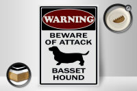 Holzschild Hinweis 30x40cm beware of attack Basset Hound