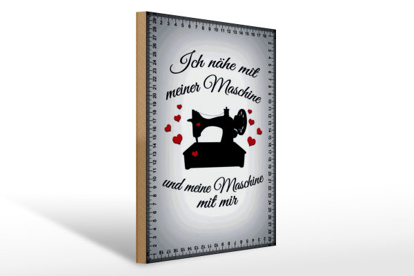 Holzschild Spruch 30x40cm ich nähe mit meiner Maschine