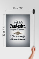 Holzschild Spruch 30x40cm Fantasien zwei Männer 1 putzt