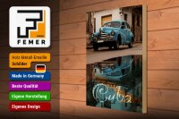 Holzschild Spruch 30x40cm Cuba Auto blau Oldtimer