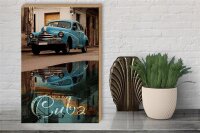 Holzschild Spruch 30x40cm Cuba Auto blau Oldtimer