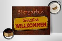Holzschild Spruch 40x30cm Biergarten herzlich willkommen