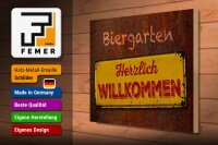 Holzschild Spruch 40x30cm Biergarten herzlich willkommen