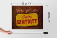 Holzschild Spruch 40x30cm Biergarten freier Eintritt