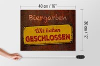 Holzschild Spruch 40x30cm Biergarten wir haben geschlossen