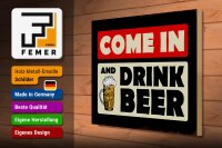 Holzschild Spruch 40x30cm come in and drink beer Bier