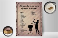 Holzschild Spruch 30x40cm Dinge die man zum Grillen braucht