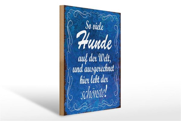 Holzschild Spruch 30x40cm so viele Hunde auf der Welt