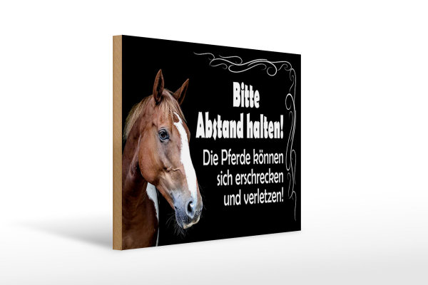 Holzschild Spruch 40x30cm bitte Abstand halten Pferde