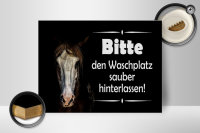 Holzschild Spruch 30x40cm Pferde bitte Waschplatz sauber