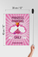 Holzschild Spruch 30x40cm Princess parking only rosa Krone