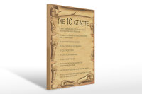 Holzschild Spruch 30x40cm die 10 Gebote Gottes bin Herr