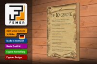 Holzschild Spruch 30x40cm die 10 Gebote Gottes bin Herr
