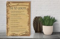 Holzschild Spruch 30x40cm die 10 Gebote Gottes bin Herr