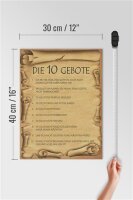 Holzschild Spruch 30x40cm die 10 Gebote Gottes bin Herr