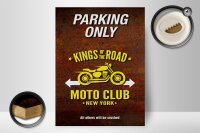 Holzschild Spruch 30x40cm parking only moto club new york