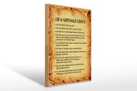 Holzschild Spruch 30x40cm die 10 Wirtshaus Gebote