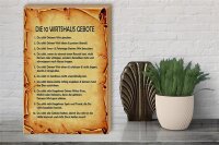 Holzschild Spruch 30x40cm die 10 Wirtshaus Gebote